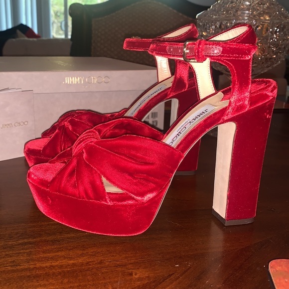 New‼️ Jimmy Choo Heloise 120 Red Velvet Platform Heels

Sale Price $950 - Picture 7 of 16